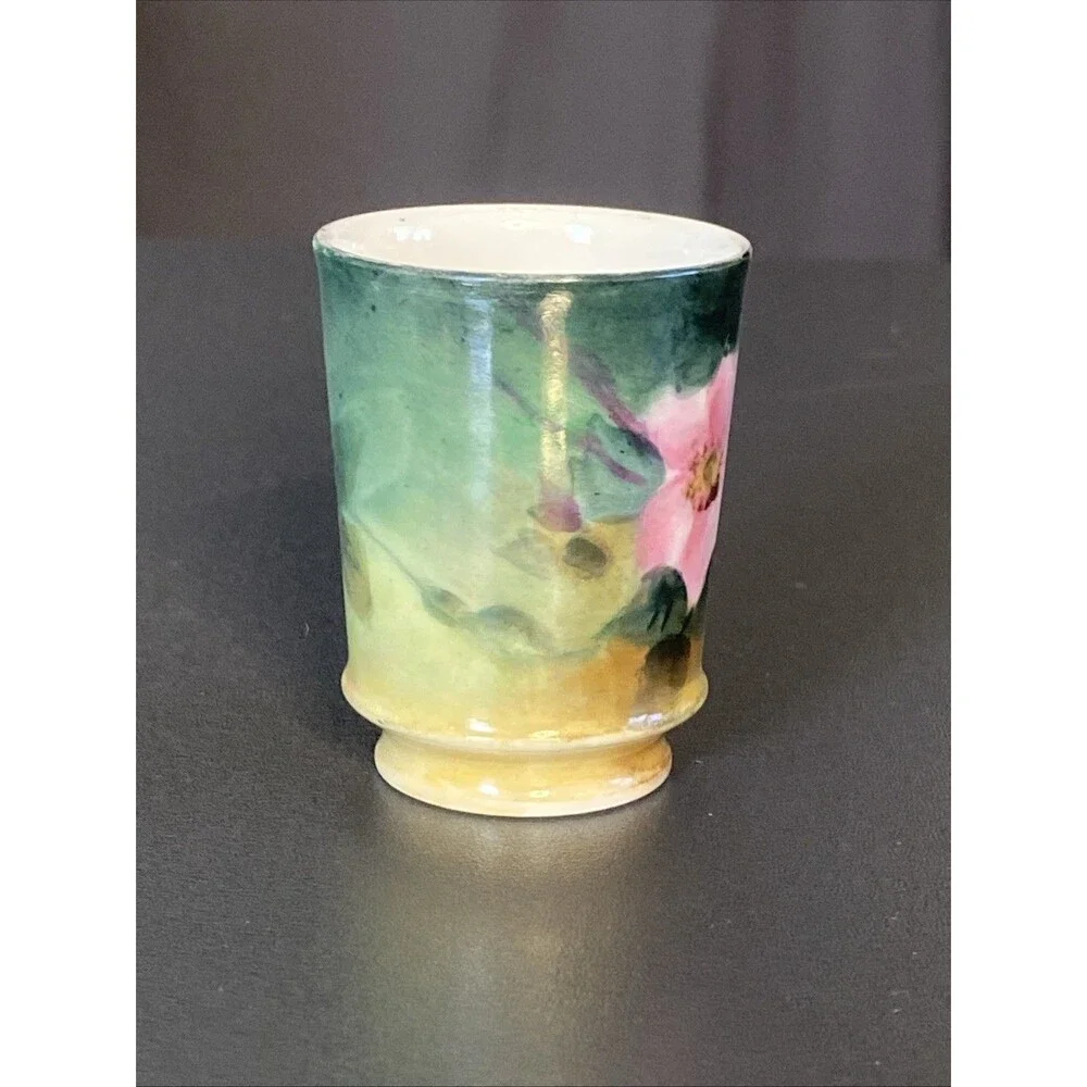 Vintage Toothpick Holder Limoges France Floral Painted 2.25”